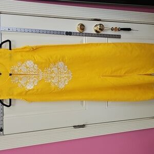 Yellow, Sleeveless, Dress, Embroidery, Classic, Casual, Travel, Summer, Vacation